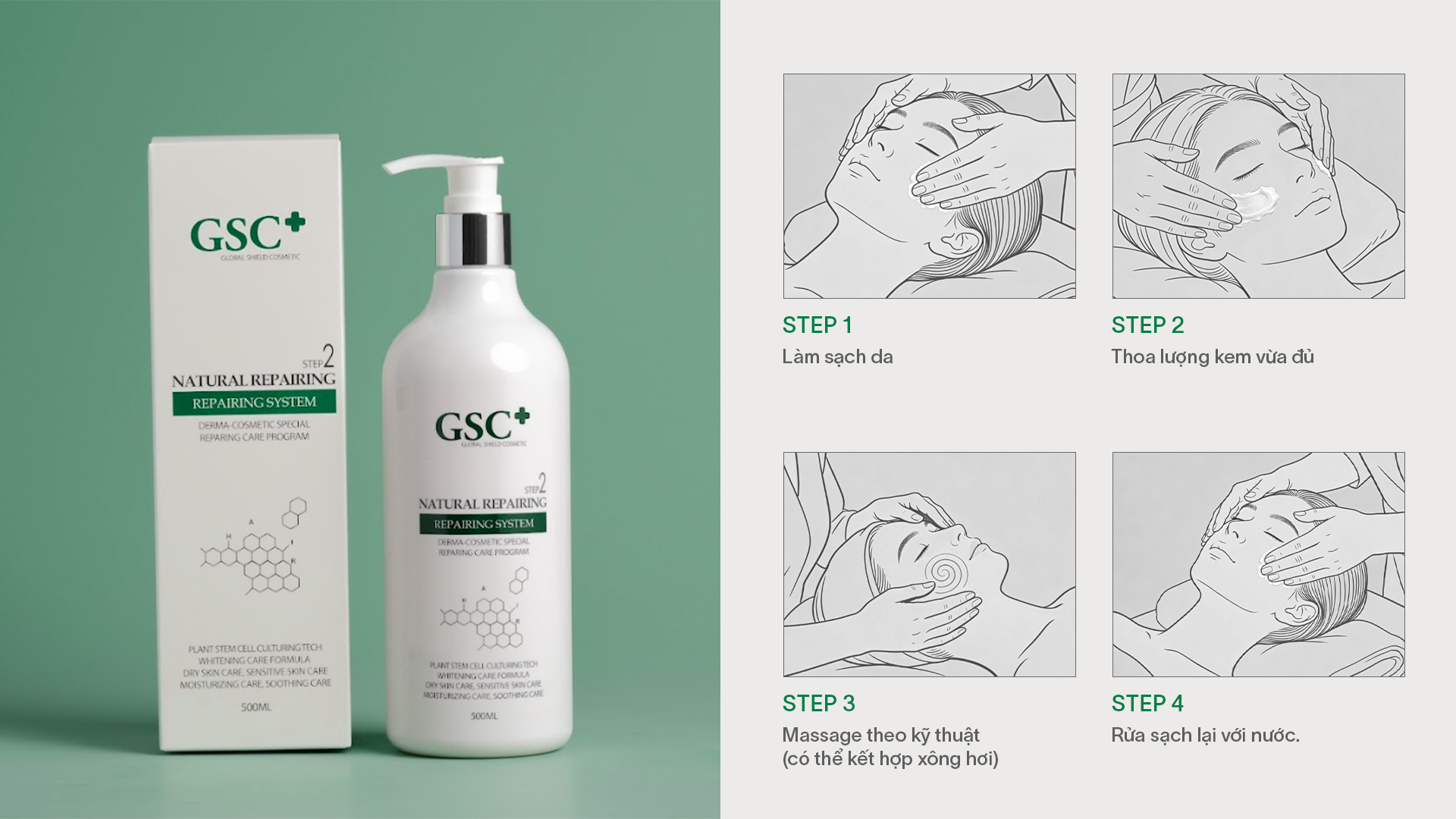 Kem Massage Đa Tầng GSC Natural Repairing 500ml Kem Massage Đa Tầng GSC Natural Repairing 500ml